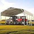 ADVANCE OUTDOOR 2 Car Metal Carport, Heavy Duty 20x20 ft Garage Shelter with Pre-Drilled Holes, 30 PSF Snow Load, UV & Rust Resistant for Cars, Boats, Equipment
