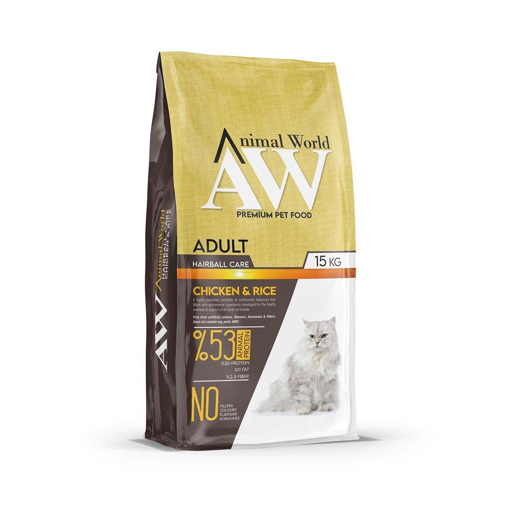 Animal World Hairball Care Tavuklu Yetişkin Kedi Maması 15 Kg
