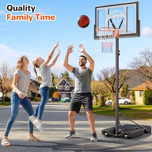 Image of Yohood Basketball Hoop Outdoor 10ft Adjustable, Portable Basketball Hoop Goal System for Kids Youth and Adults in Backyard /Driveway /Indoor, 44 Inch Shatterproof Backboard and Larger Base