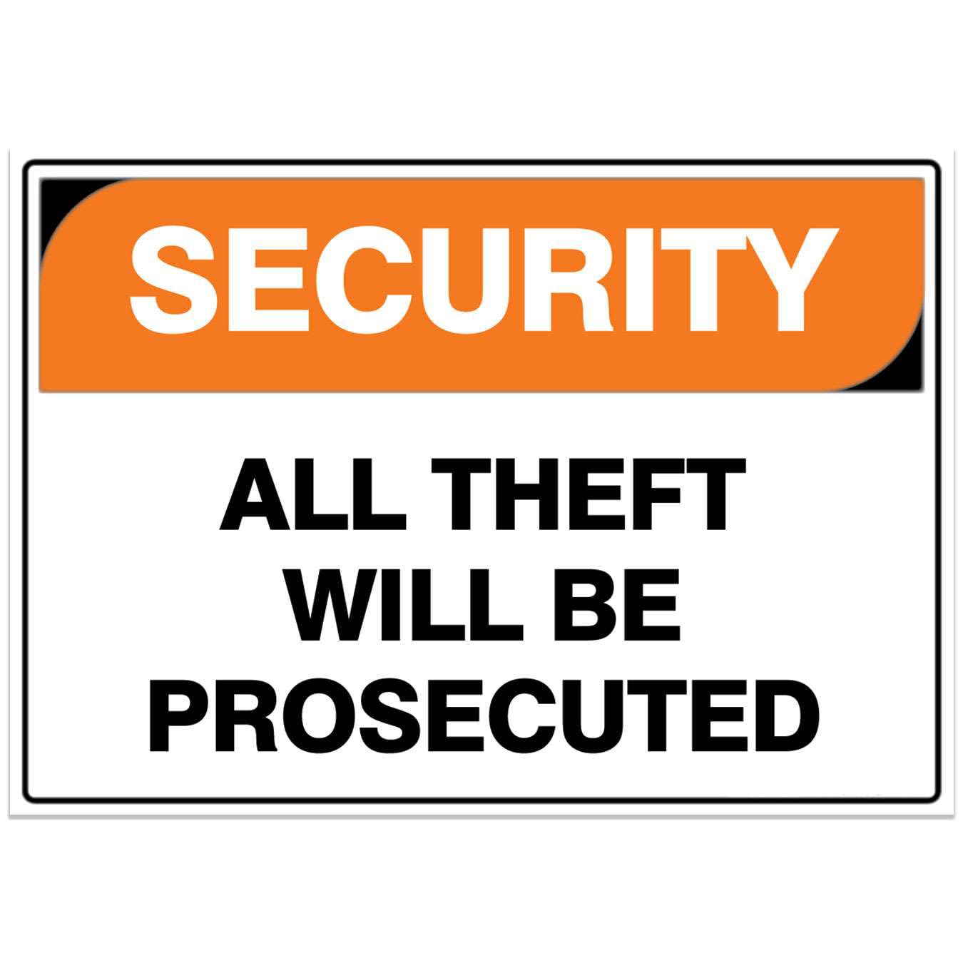 Theft Will Be Prosecuted Security Sign L1651, 12x8 Inch Metal Tin Sign, Property Safety Warning Sign