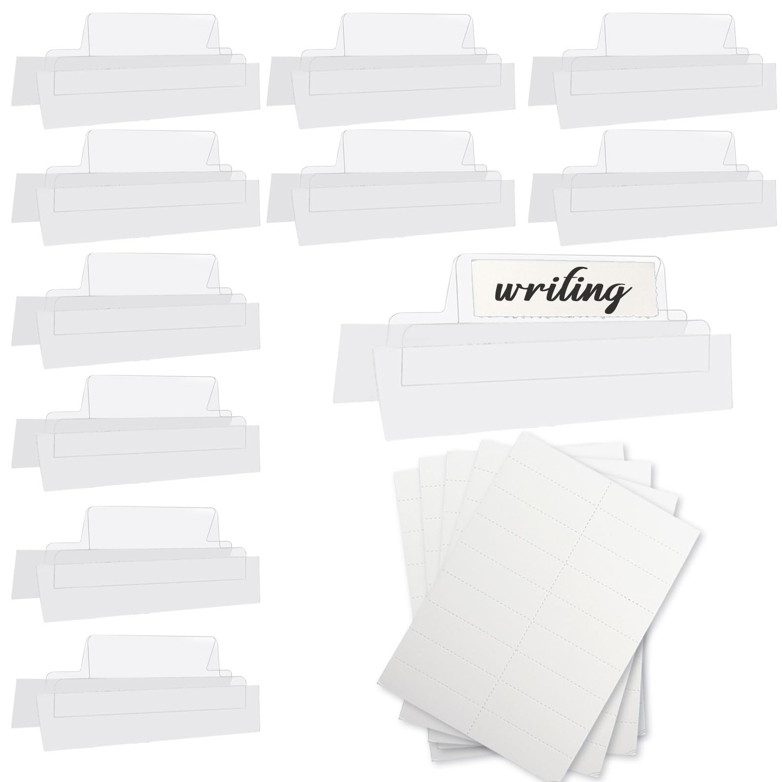 SBYURE 100 Pieces 2 Inch Insertable Self-Adhesive Tabs with Printable Inserts and File Folder Labels - Clear Planner Tabs for Book Pages