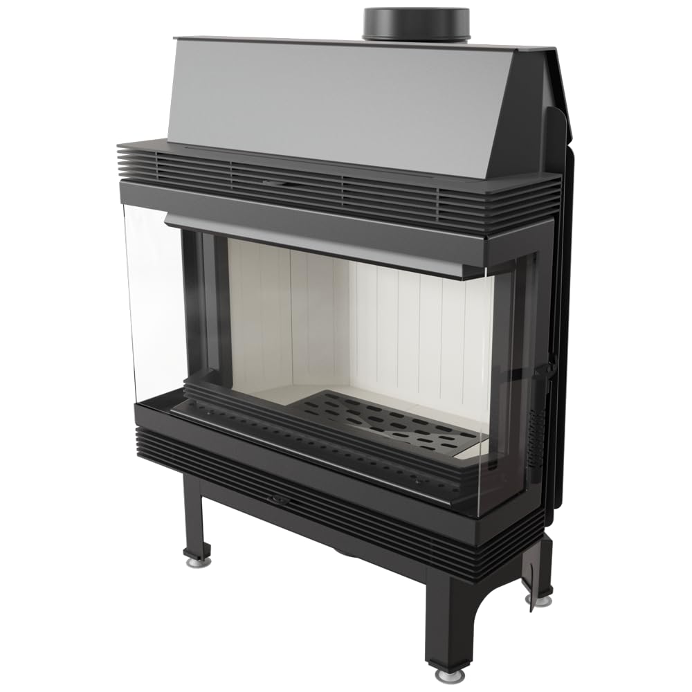 KRATKI Inserto per camino in acciaio a legna BLANKA 11 kW Ø180 bifacciale A | Acciaio nero, efficienza 78%, classe A. Ecodesign, BImSchV 2.; con grande vetro; combustione efficiente; basse emissioni