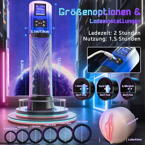 HIVEFUN Penispumpe Vakuumpumpe Masturbieren für Männer, Penis Pumpe Sex Spielzeug für die Männer mit 3 Saugstufen Manueller Modus 3 Trainingsmodi, Penispumpen Masturbator Taschenmuschi Penies Pump