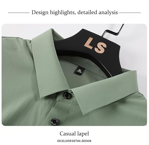 ZPKLMO Polos masculinos Ice Silk, manga curta e longa, para golfe, tênis, praia, natação, Folha verd