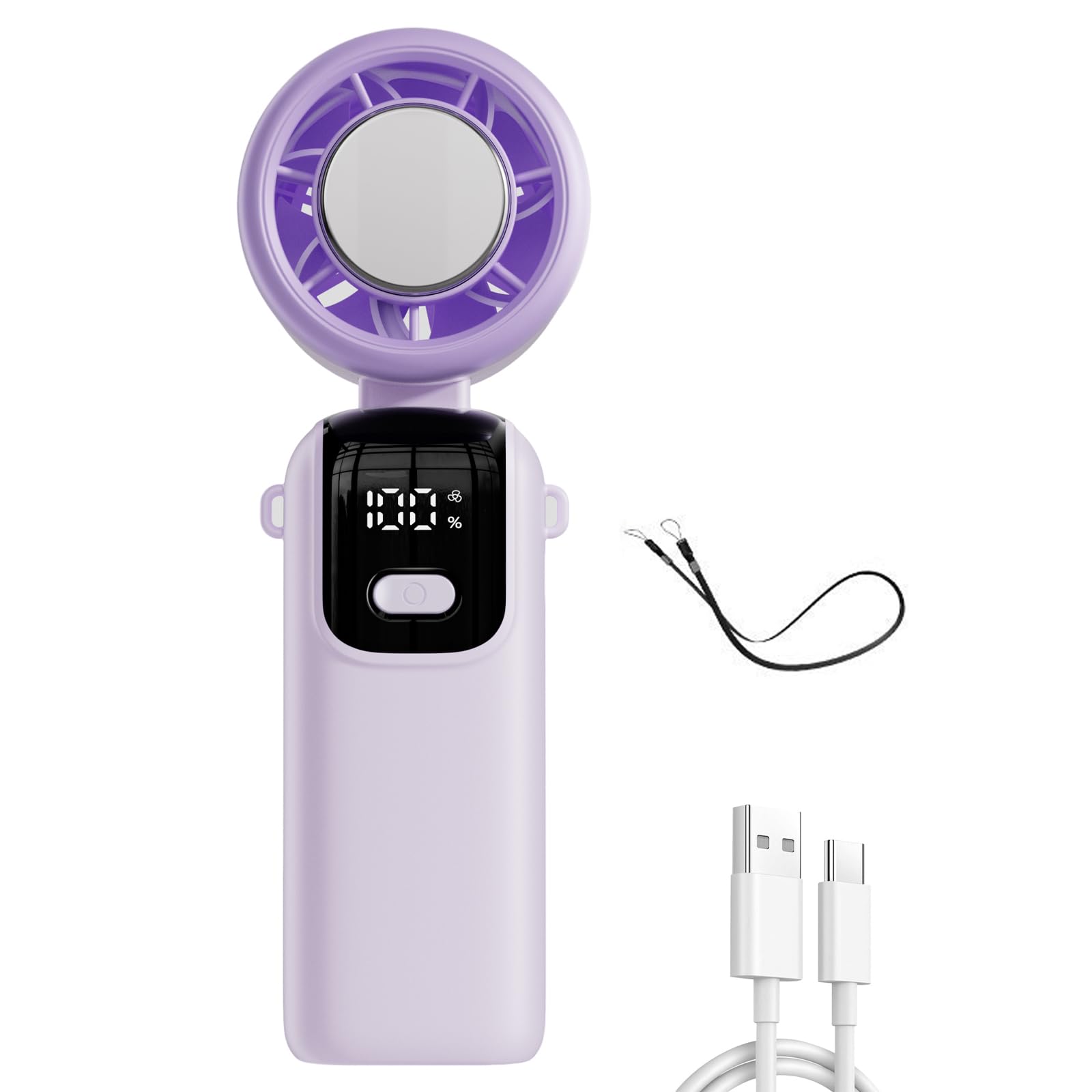 Portable Handheld USB Fan 29000 RPM High-Speed Turbo Fan 4000mAh Rechargeable Mini Hand Held Cooling Fans, LED Display, 6H Runtime, 6 Wind Gear, Lightweight Neck Cooler for Travel/ Commute/ Outdoor