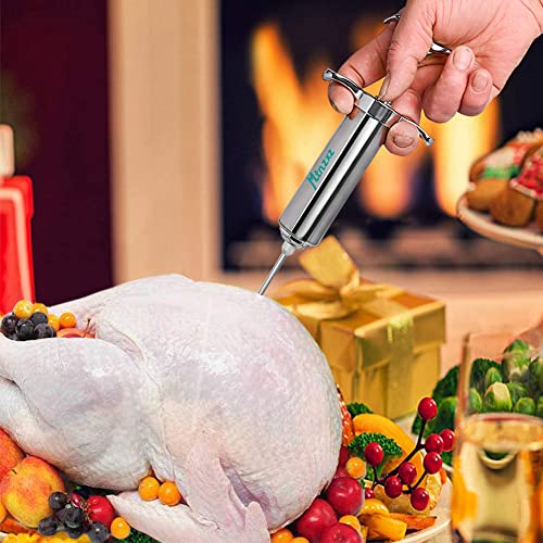 Marinade Injector Syringe And Brushes Set, Meat Injector Syringe With 3 Professional Marinade Injector Needles, Creates Tender Meat & Poultry Flavors, For Bbq Grill Smoker & Turkey & Brisket #TOP6