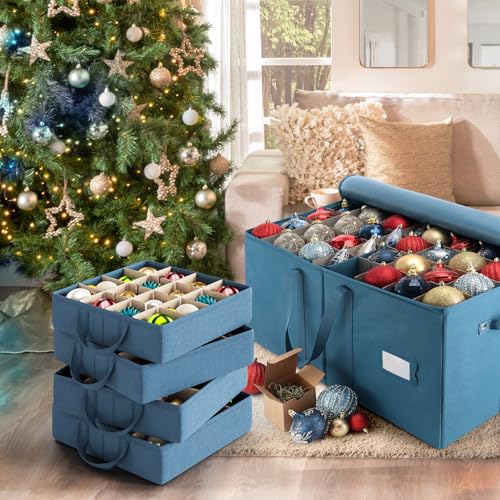 Hearth & Harbor Large Christmas Ornament Storage Box With Adjustable Dividers - Ornament Storage Container For 128 Holiday Ornaments or Decorations by Hearth & Harbor - Image 5