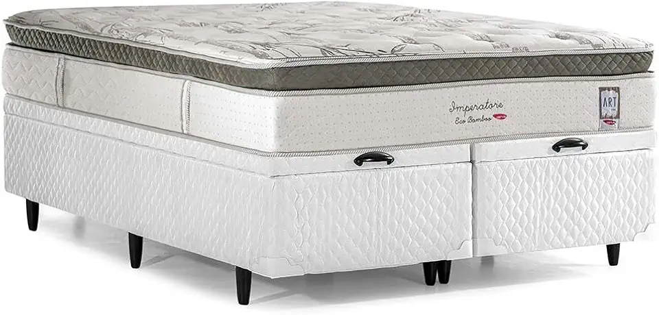 Cama Box Baú Herval Queen Imperatore, 84x158x198 cm, Molas Ensacadas
