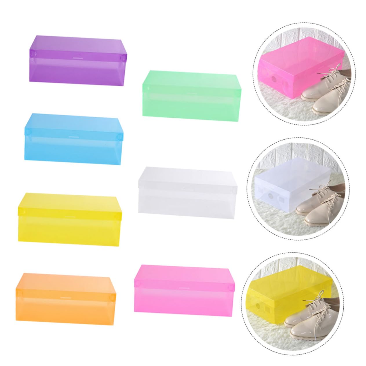 Toyvian 7 pezzi Scatole Portascarpe Trasparenti Impilabili da Contenitori in Plastica PP Resistenti e Pieghevoli Organizer Scarpe Colorati per Uomo Donna