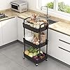 Sywhitta 3-Tier Plastic Rolling Utility Cart with Handle, Multi-Functional Storage Trolley for Office, Living Room, Kitchen, Movable Storage Organizer with Wheels, Black #2