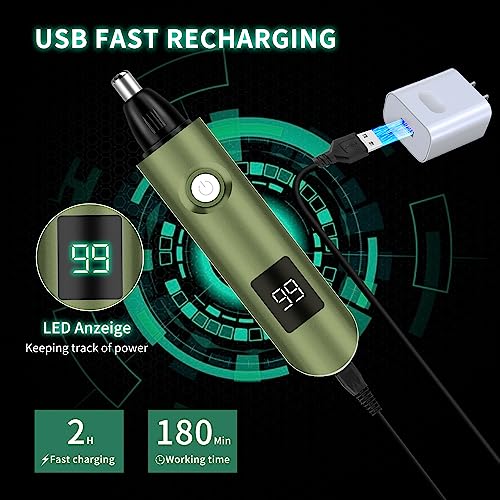 iMoebel Nasenhaartrimmer 3 in 1 mit LED-Anzeige, Nasenhaarschneider Ohrhaarschneider Wiederaufladbar...