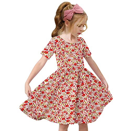 Virmoku Girls Dresses 3-10 Years Kids Floral Dress Short Sleeve Swing Fashion Casual Dresses Summer Outfits #TOP3