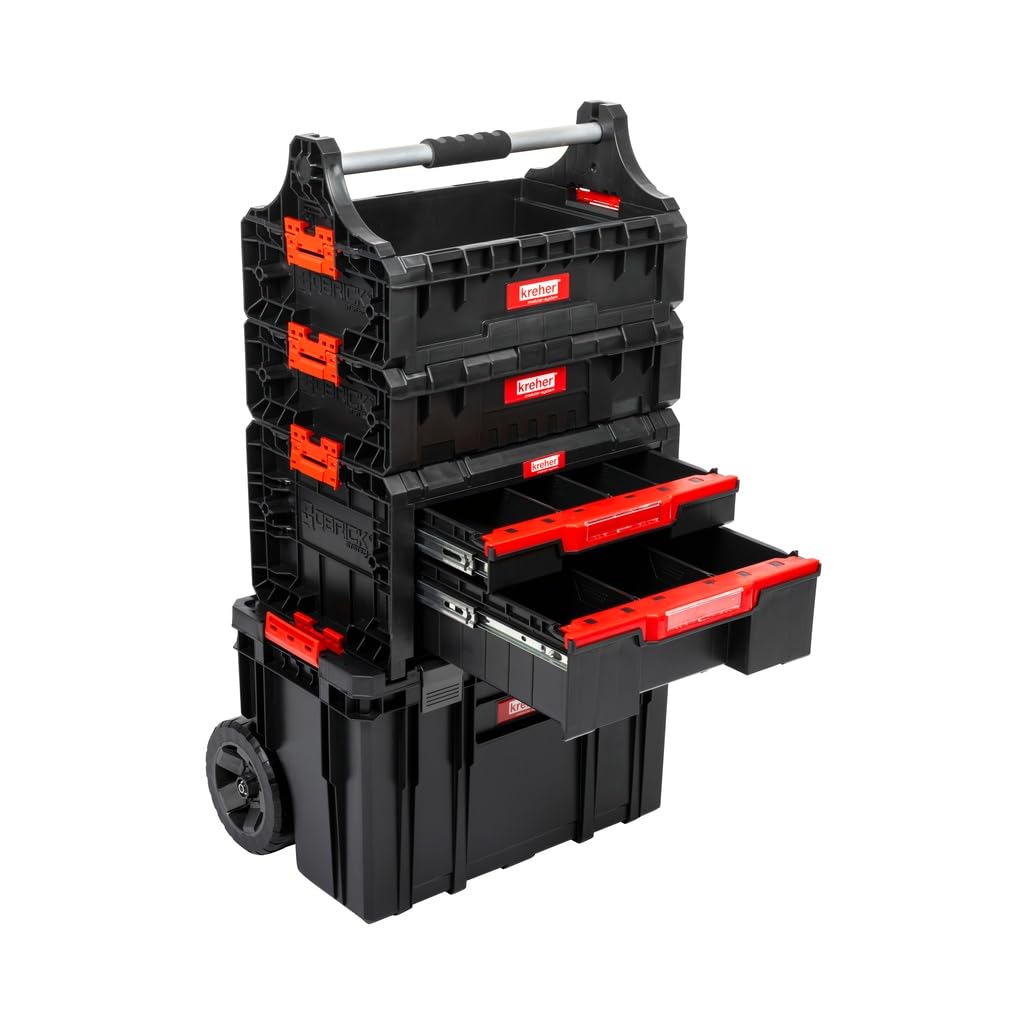 XL-modulaire gereedschapstrolley, werkplaatskofferset, werkplaatswagen, set uit Q-Brick-serie met veel accessoires! De mobiele alleskunner – privé & commercieel X-Large zwart