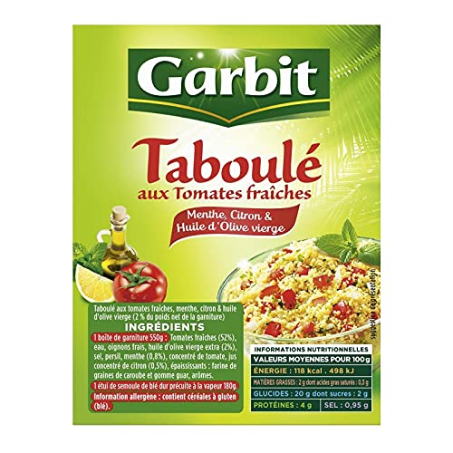 GARBIT - Taboulé Aux Dés De Tomates Fraiches Citron Et Huile D'Olive 730G - Lot De 4