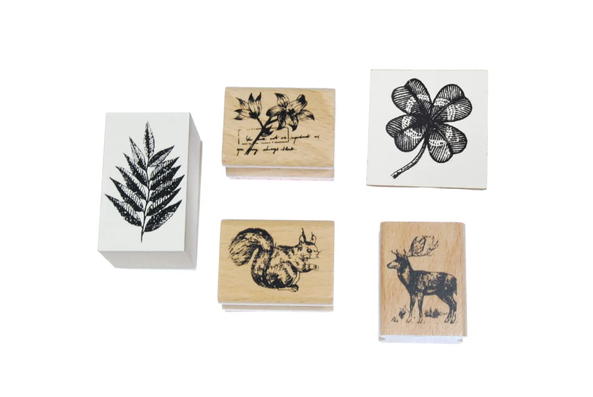 celloexpress Wooden Mounted Ink Stamper - Christmas Crafts, Occasions, Everyday, Sets, Office, Fun (Nature Set - Various Sizes) โ image 1