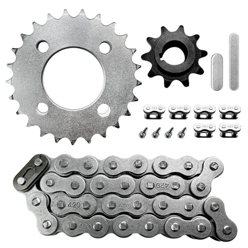 420 Chain 25 Tooth Sprocket + 420 Chain 32 Links for Coleman KT196 CK196 Go Kart Predator 196cc 212cc 6.5hp Engine Powersports Parts 40 41 420 Chain Front Jackshaft Sprocket 10 Tooth 5/8 Bore
