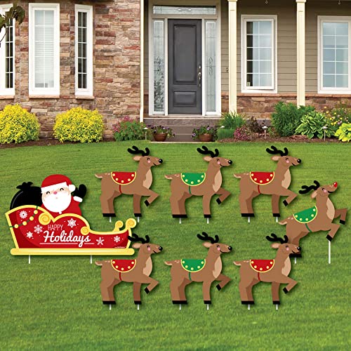 Big Dot Of Happiness Santa's Reindeer - Yard Sign And Outdoor Lawn Decorations - Santa Claus Christmas Yard Signs - Set Of 8 #TOP17