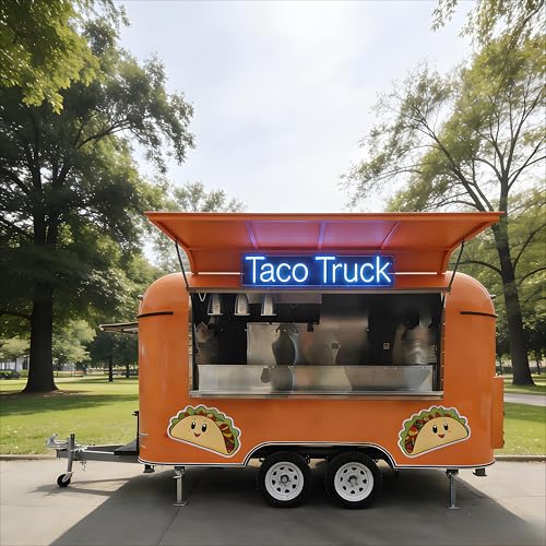 Large Space Fully Equipped Concession Trailer Mobile Food Truck Enclosed Stainless Steel Food Trailer for Hot Dog Coffee Juice Dessert Fast Food Street Stall Camping Scenic Spot Catering Business