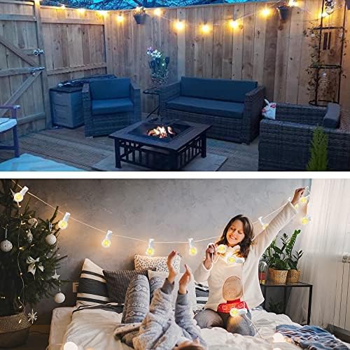 DSLebeen Festoon Lights Outdoor 50ft White String Lights Mains Powered with 27+3 Plastic G40 Globe LED Bulbs 2700K Connectable Decorative Lighting for Wedding, Party, Cafe, Garden, Pergola, Gazebo