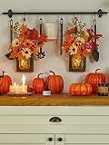 PARTY JOY Fall Decor - Fall Decorations for Home Mason Jar Sconces Set of 2 Home Decor Wall Decor Rustic Wall Sconces with Remote Control LED Fairy Lights PARTY JOY Fall Decor - Fall Decorations for Home Mason Jar Sconces Set of 2 Home Decor Wall Decor Rustic Wall Sconces with Remote Control LED Fairy Lights