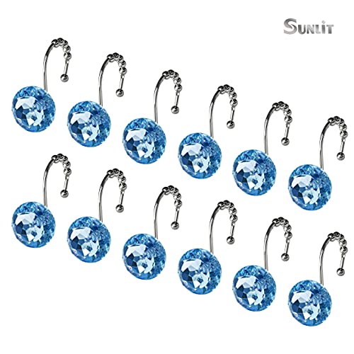 image for Sunlit Luxury Design Round Blue Diamond Crystal Gem Bling with Glide B