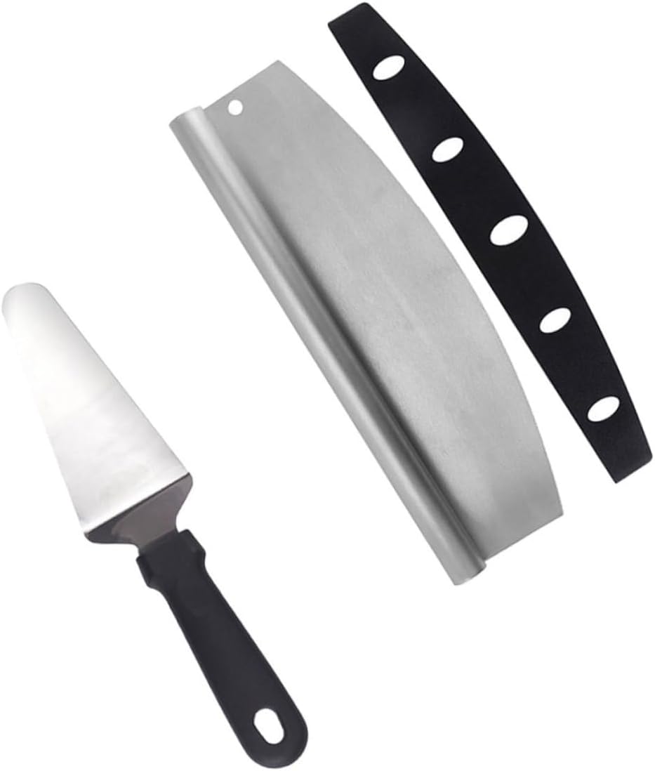 Veemoon 2pcs Pizza Cutter and Triangular Spatula Set Stainless Steel Pizza Cutting Tool with Pp Handle Sleeve Multifunctional Kitchen Baking Supplies for Home Making