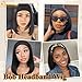 QUEENTAS 12 Inch Headband Wigs for Black Women Black Natural Straight Synthetic Heat Resistant Hair for Daily Use Dating Wear and Go Glueless Bob Wig Shoulder Length (#1B)