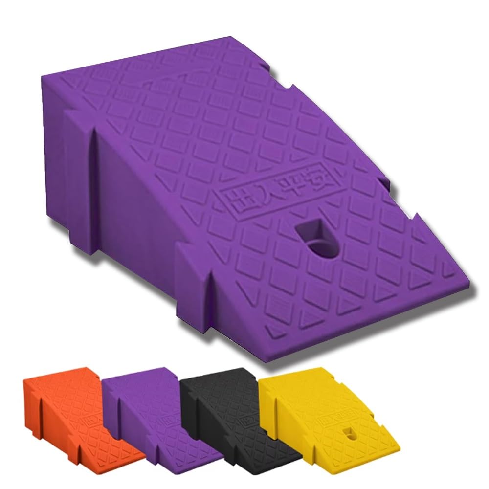 Rampa De Bordillo para Acera 16-19cm Altura De Rampas Elevadoras Portátil Y Ligera De Plástico para Silla De Ruedas, Escalones, Bicicletas, Motocicletas(Purple,6.3in Rise/16cm)