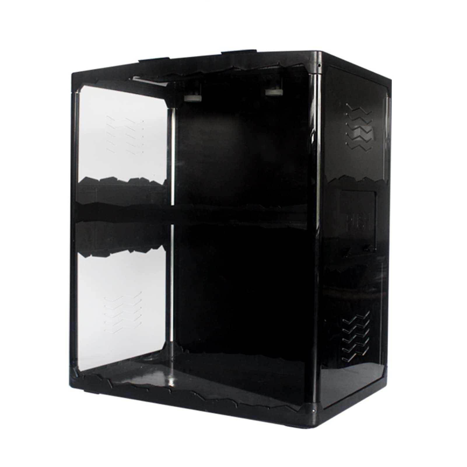Terrario per rettili, Habitat for rettili acrilico pieghevole a doppio strato con supporti luminosi Nero 60x40x70,5 cm