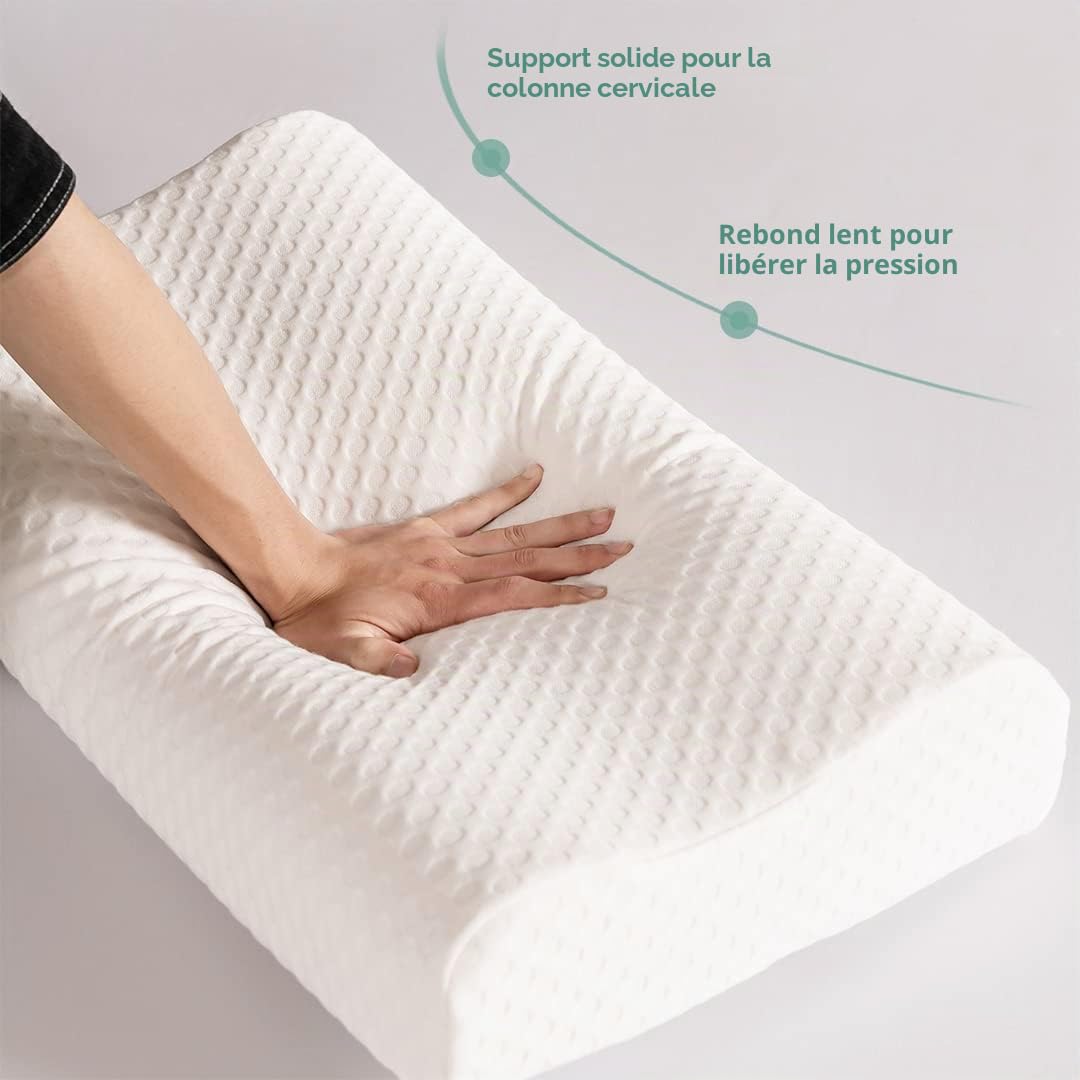Good Nite Oreiller orthopédique en Mousse à mémoire de Forme pour Le Cou - Sommeil Cervical Doux et Profond - pour Les Personnes Dormant sur Le côté et Le Dos - Housse Lavable - 65 x 35 cm - Taille