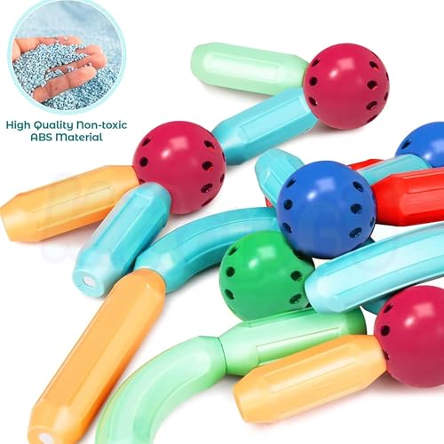 Image of Kidology Magnetic Building Blocks Toys | Playing Stacking Game Magnetic Sticks & Balls for Kids Toy | Magnet Construction Build Kit Preschool Learning Educational Toys 3D Puzzle (64 Pieces)