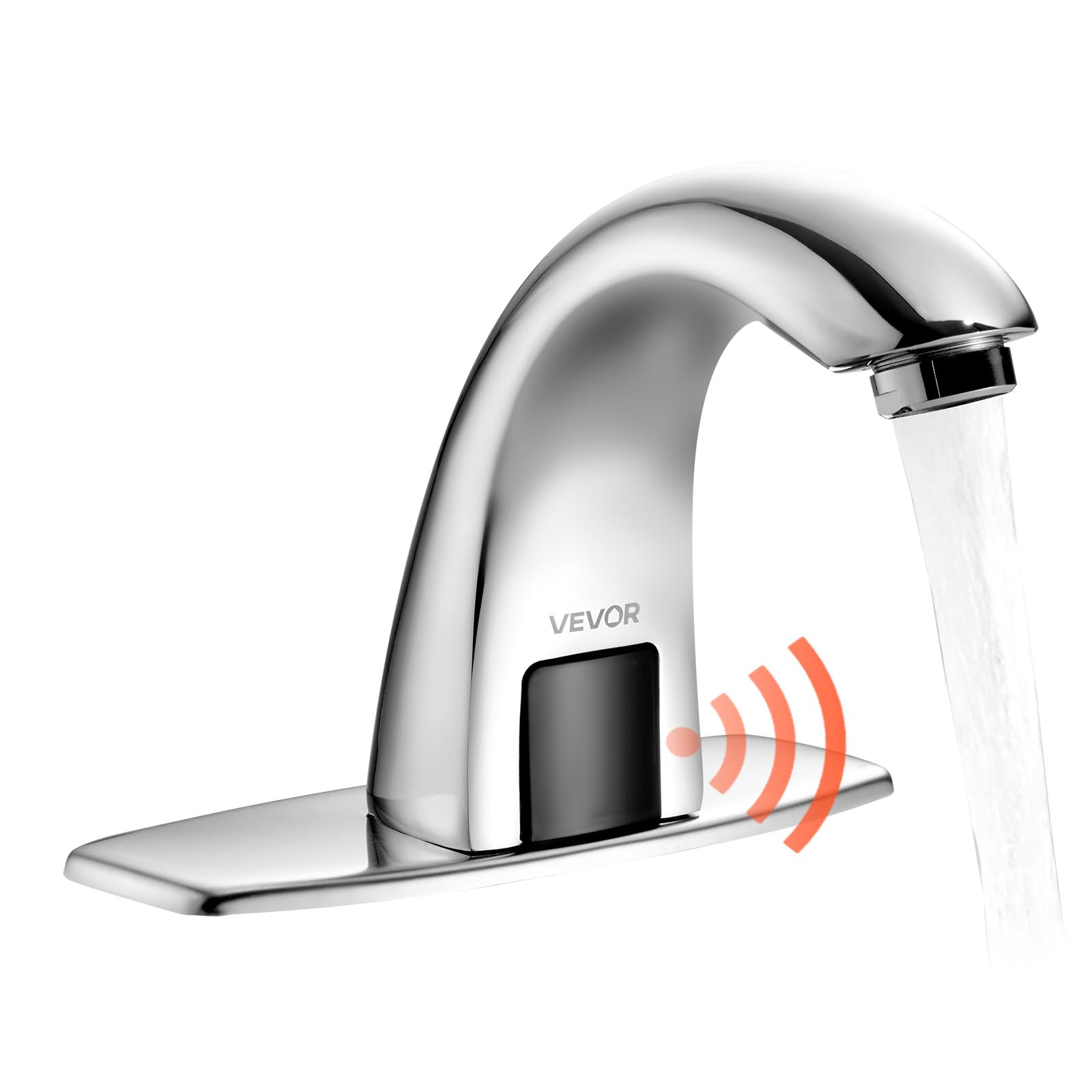 VEVOR Grifo de Lavabo Automático sin Contacto para Baño, Cuello de Cisne, Latón, Grifo a Pilas con Temperatura Ajustable y Sensor de Movimiento, Cromado Plateado, 160 x 45 x 125 mm, 7,6 L/min
