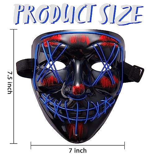 Image of JOYIN Halloween Led Mask, Light Up Mask and Gloves for Cosplay Costume (Blue), 3 Modes Scary Glow in The Dark Masks for Boys Girls Halloween Party Dress Up Accessories, Gifts Giving