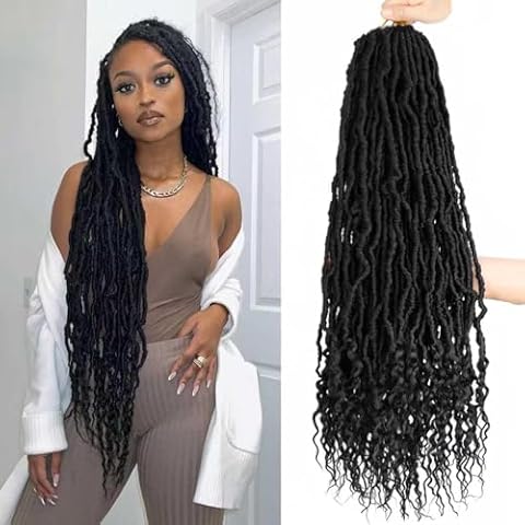 8 Packs 24 Inch Soft Locs With Curly Ends Faux Locs Crochet Hair Boho Braids Crochet Locs Hair for Women Crochet Dreads (24inch 8Pack 1B) Cover