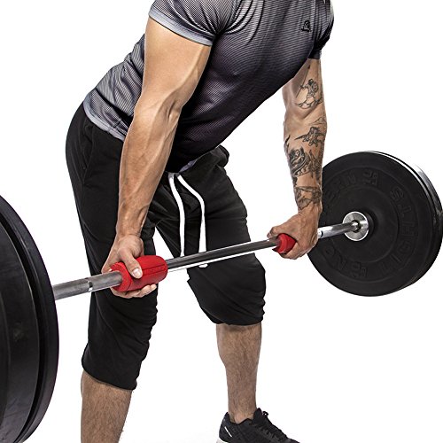 Iron Bull Strength Alpha Grips 2.5 - Extreme Arm Blaster - Best Dumbbell and Barbell Thick Bar Adapter (Red) - Thumbnail 4