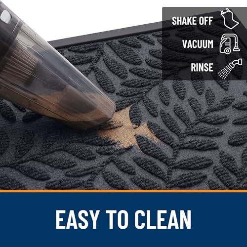 Image of OLANLY Door Mat Indoor Outdoor Entrance, 29.5x17, Waterproof All-Weather All-Season Doormat, Sturdy Natural Rubber, Stain and Fade Resistant, Low Profile, Easy Clean Patio Entryway Mat, Medium Grey