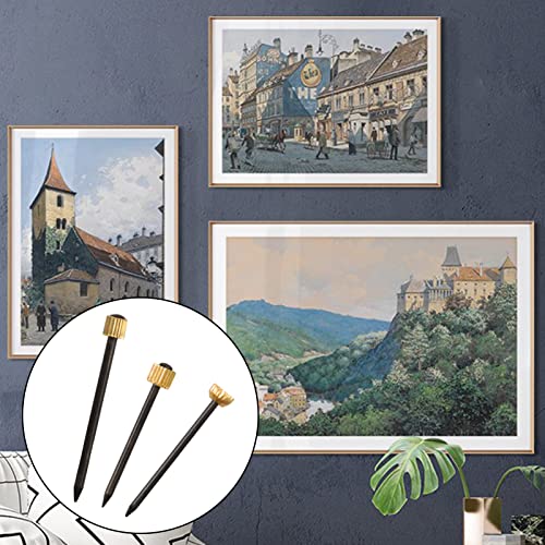 Image of SPEEDWOX 60 Pcs Picture Hangers Black Steel Nails and Brass Head Frame, Picture Hanging Nails for Hanging Picture Painting with Plastic Storage Box Holds Up to 5-30 lbs(3 Sizes)