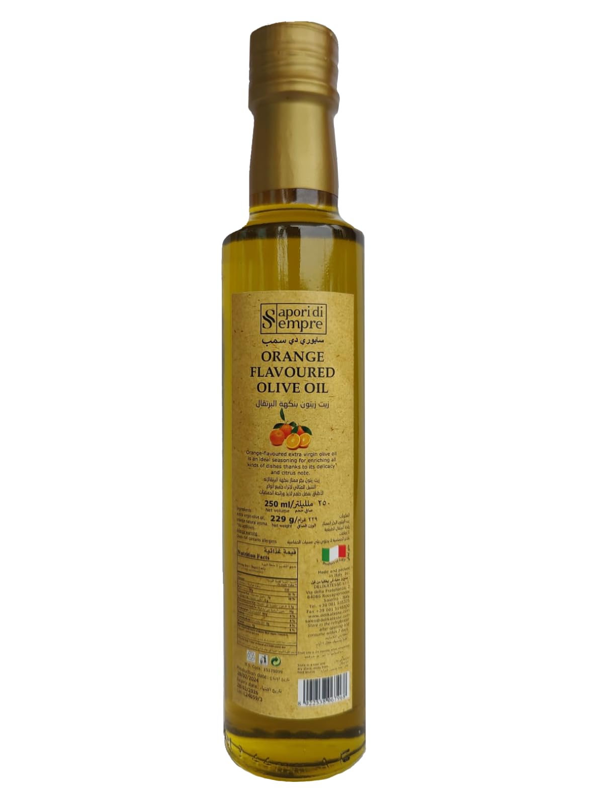 Sapori Di Sempre Orange Flavoured Olive Oil 250 ml