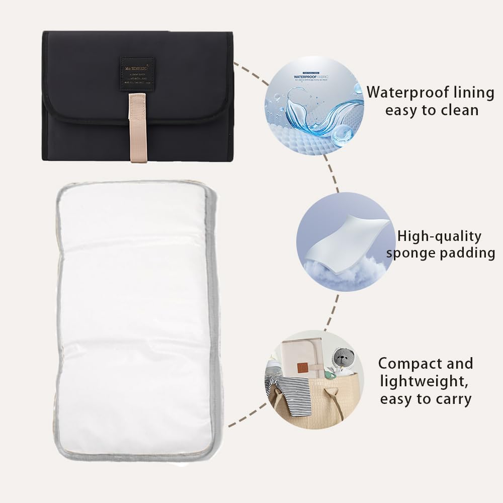 Portable Changing Mat Baby,Foldable Waterproof Lightweight Travel Changing Pad with Soft Cushioned Layer - Image 4