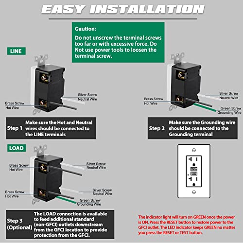30 Pack - Electeck 20A/125V Non-Tamper Resistant Gfci Outlets, Decor Gfi Receptacles With Led Indicator, Ground Fault Circuit Interrupter, Wallplate Included, Etl Listed, White #TOP4