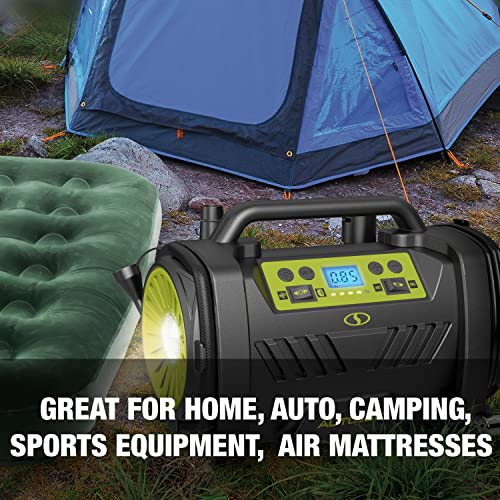 Image of Auto Joe ATJ-AIR1-HYB Hybrid 12-Volt /120-Volt AC High Volume Tire Inflator /Deflator, w /Digital Pressure Gauge, Tire Air Chuck Adaptor, Sports Pin, General Inflatable Valve, & Auto Shut Off