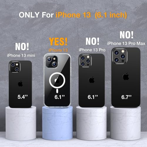 Image of Miracase for iPhone 13 Case 6.1'', [Bubble Free] Full-Body Bumper Phone case with Built-in Full Glass Screen,No Gap,Compatible with MagSafe,Drop Proof 13 Cover,Clear Glitter