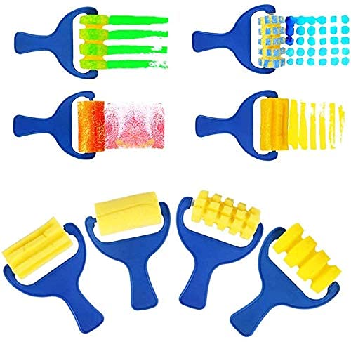 Fallaloe Kids Painting Kits - 31 Pcs Paint Sponges For Kids, Early Diy Learning Kids Include Foam Brushes, Sponge Paint Brushes, Flower Pattern Brush, Waterproof Apron, Brush Set #TOP6