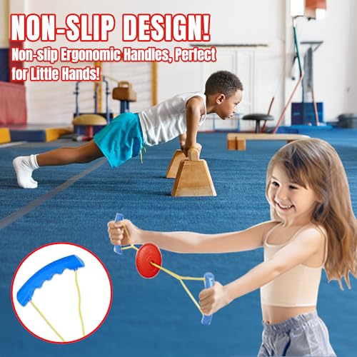 Hand Pull Strength Exercise and Anxiety Relief Toy - Tension Spinner for Kids' Exercise, Coordination and Stress Relief - Durable Outdoor Indoor Disc Spinner for Fun and Fitness (2-Pack) - Image 6