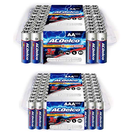 ACDelco AA and AAA 200-Count Combo Pack Super Alkaline Batteries, 100-Count Each, 10-Year Shelf Life, Recloseable Packaging