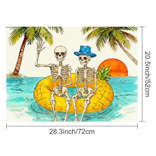 Image of HOMETITUTE Summer Stove Top Cover 28x20 Island Sunset Skull Heat Resistant