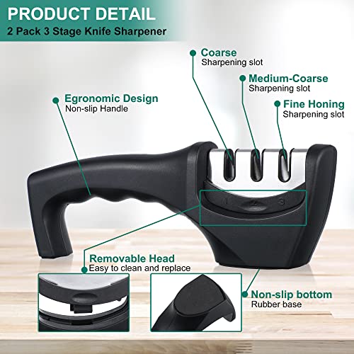 2 Pack 4 In 1 Knife Sharpeners, 3 Stage Knife Sharpener Kitchen Accessories Help Repair, Restore And Polish Blades, Knife Sharpening Tool For Kitchen Knives, Chef Knife #TOP1