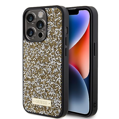 CG MOBILE Guess Coque Strass pour iPhone 15 Pro Jaune