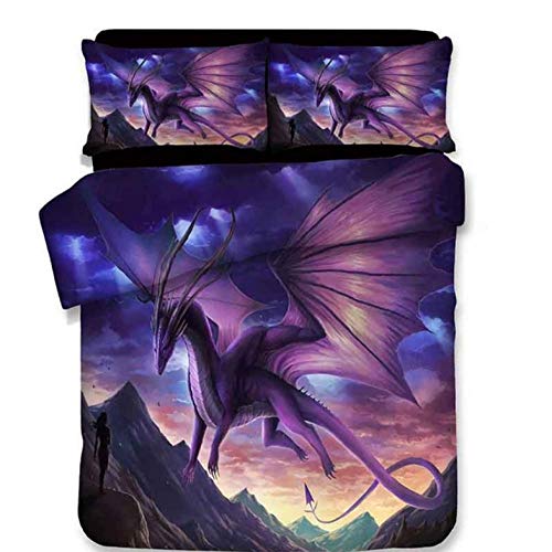 lxwrnv Set di Biancheria da Letto di Dinosauro 3D Set di Trapunte da Letto Matrimoniale Trapuntato Matrimoniale Completo di Drago Futon