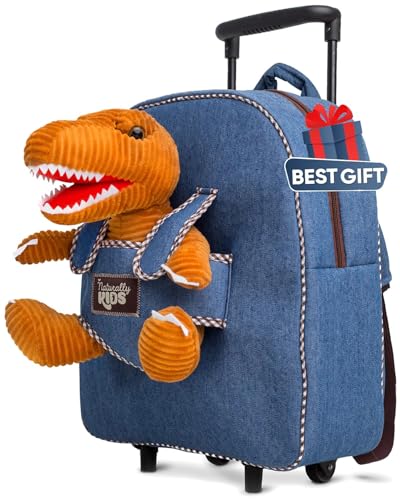 Toddler Luggage for Boys w Dinosaur Toys, Kids Rolling...